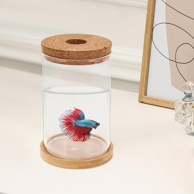 Fish Tank Desktop Hydroponic Propagation, Fish Bowl Indoor Aquatic Garden Set for Home, Office, or Dorm Decor, 3.94"x5.91", Clear, 1 Set