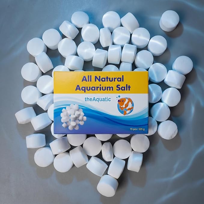Premium Aquarium Salt, Aquarium Salt Freshwater Tablets for Aquarium Water Treatments Essential Supplies (15 Tablets)