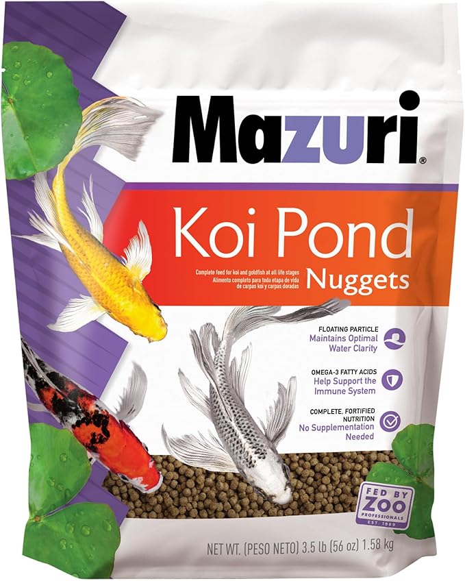 Mazuri Koi Floating Pond Nuggets, Floating Koi Fish Food for Ponds (3.5 LB)