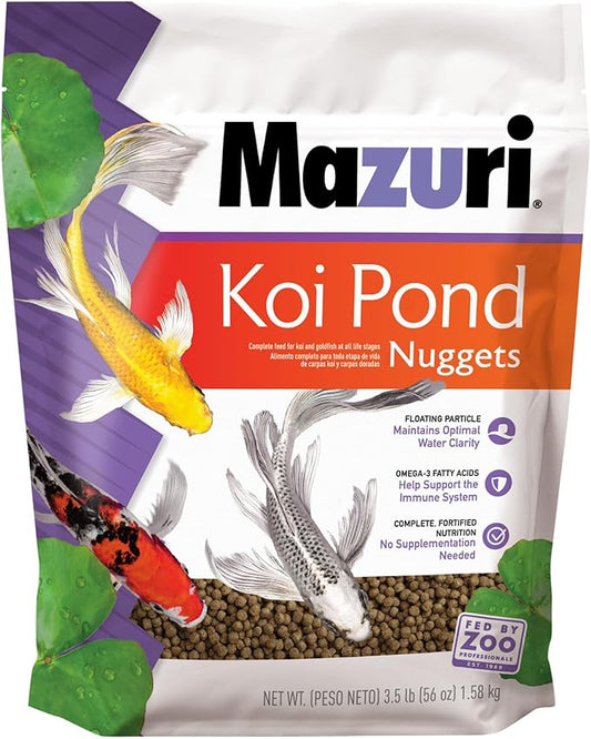 Mazuri Koi Floating Pond Nuggets, Floating Koi Fish Food for Ponds (3.5 LB)