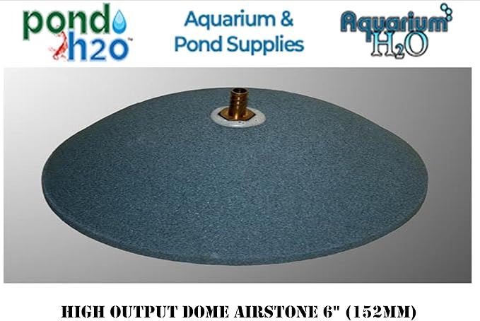 Large Dome High Output Sintered Airstone, 6 Inch (152mm) Heavy Duty Dome Sintered Air Stone Large, for Koi Fish Pond or Large Aquarium Aeration | Bubble Diffuser Used with Pond Pumps and Fish Tanks