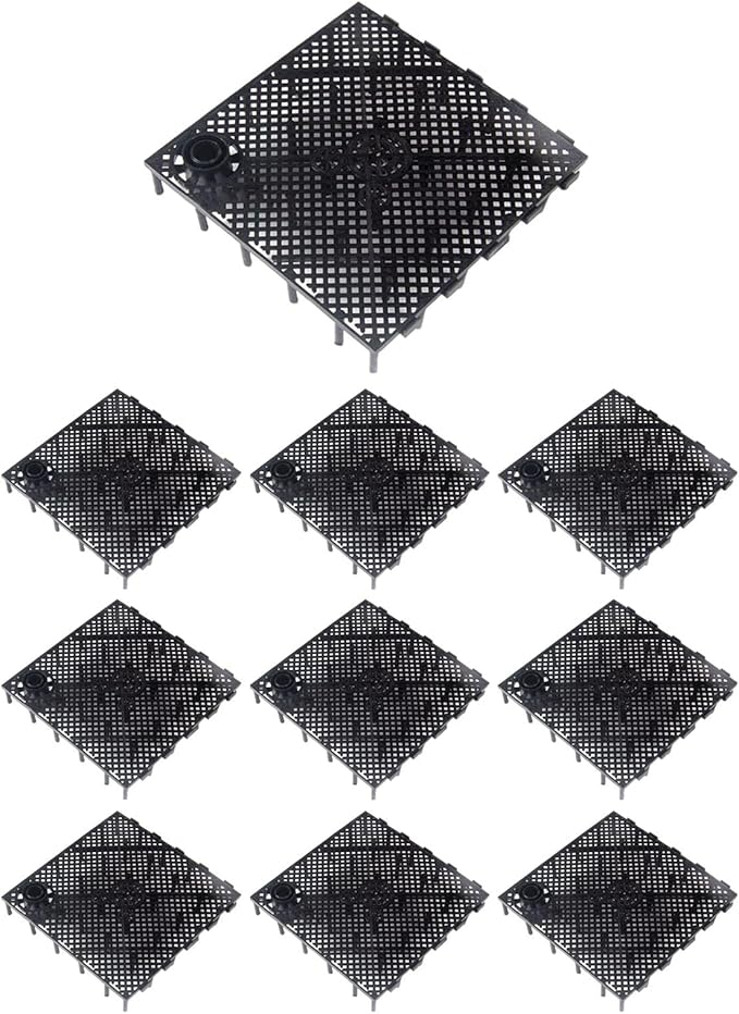 10 Pieces Fish Tank Bottom Plate Splicing Combination Clapboard Plate Sand Gravel Board Material Suitable for Aquarium Home Maintenance, with Connector Black