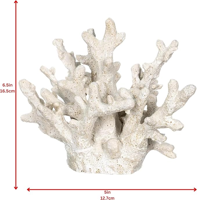 White Coral Decor - Coral Reef Decor (6.5inx5inx5.5in) - Faux Resin Decoration - Nautical Decorations - Beach Home Decor
