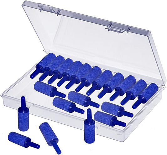 Aeration Stones Air Stones Bubble Diffuser Fit for Aquarium Fish Tank Hydroponics, 20 Pieces, 0.47" by 1", Blue