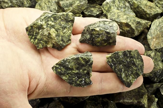 Fantasia Materials: 5 lbs Green Worm Rough Stones from India