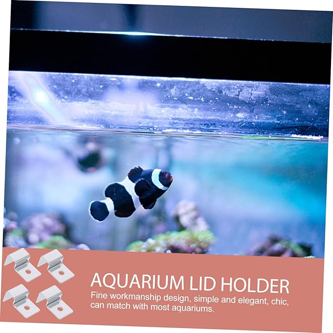 Kisangel 12pcs Stainless Steel Fish Tank Lid Clips Aquarium Cover Holders Easy Install Bracket Supports for Thick Glass Fish Tank Accessories
