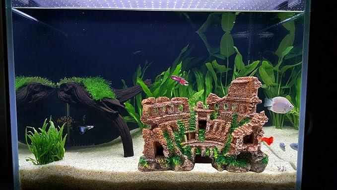 M2cbridge Antique Roman Column Ruins European Castle Aquarium Decorations Fish Tank Hideout Rocks (Roman Column Ruins)