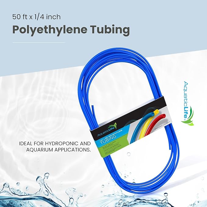 AQUATICLIFE 1/4” Polyethylene Reverse Osmosis RO Tubing, 50 feet – Blue