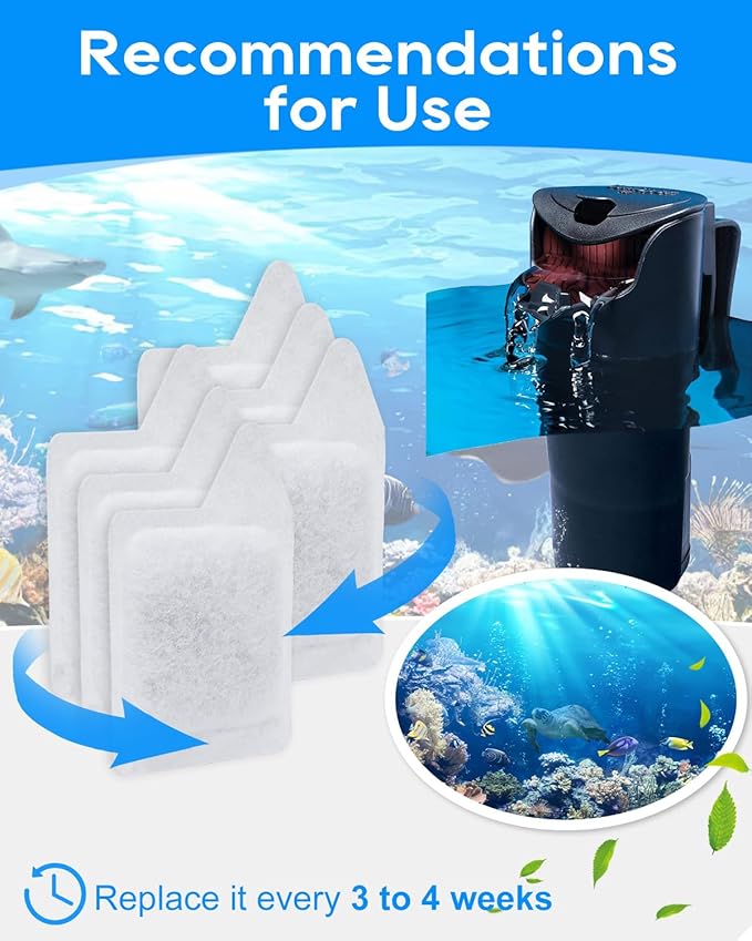12 Pack Replacement Filter Cartridges XS Compatible with Tetra Whisper Filter Extra Small Fish Tank Filters & Other Fish Tank Filters Small for Less 3 Gallons Aquarium Accessories