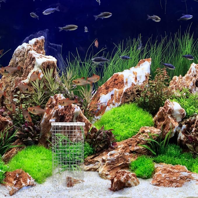 Aquarium Fish Breeding Cone Grid: Spawning Isolation Net for Angelfish Tank, Iron Incubator Box Protector Mesh for Small Fish and Shrimp Isolation 9x4.7