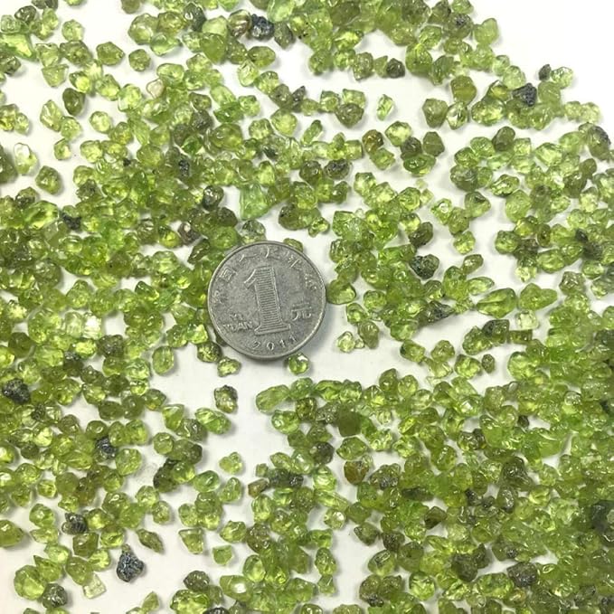 Friend's Gift 100G 2-4Mm Natural Stone Perido Quartz Olivine Green Crystal Mineral Specimen Rock Chip Gravel Rough Raw Gemstone Decoration-100G 2-4Mm_China