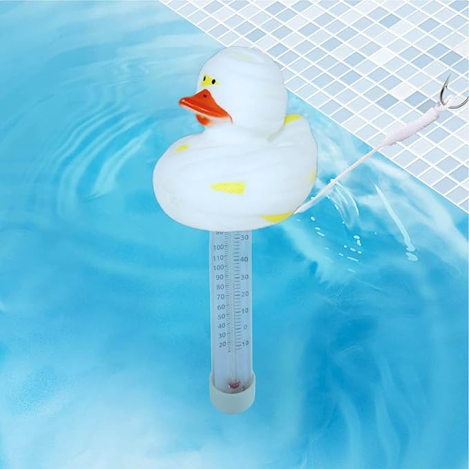 Pool Floating Thermometer, Bath Thermometer, Easy-Read Water Temperature Gauge with String, Duck Shape Floating Swimming Pool Thermometer, Temperature Gauge for Hot Tubs & Aquariums