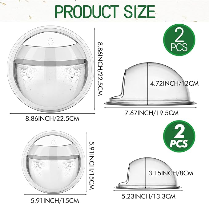 DoubleFill 4 Pcs Wall Fish Tank wall Aquarium Hanging Fish Bowls 9in 6in Acrylic Fish Bubble Ecosphere Decor Fish Bubble Hanging Fish Bowl Clear Vase Flower Plant Pot