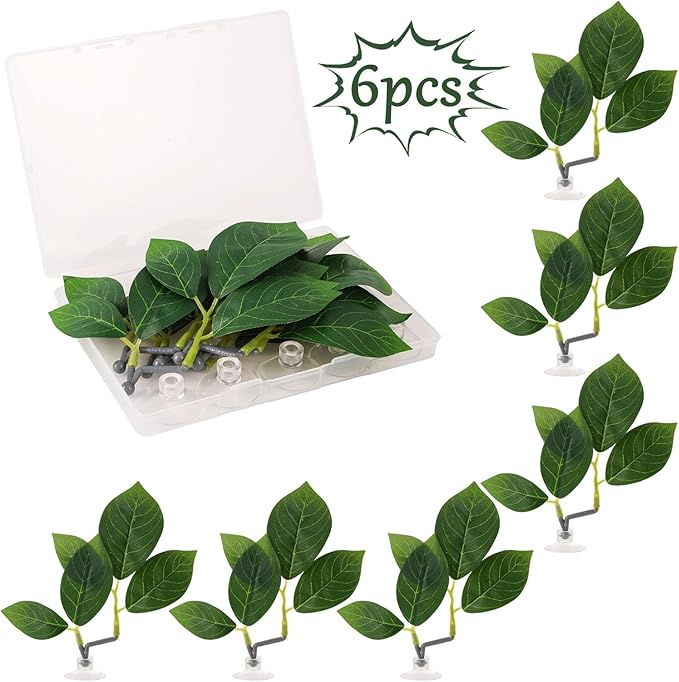 6 Pcs Betta Leaf Hammock with Suction Cups, Realistic Plastic Leaf Fish Tank Decor Aquarium Plants Beta Resting Spot Accessories Decorations for Betta Fish Resting Bed Spawning Ground