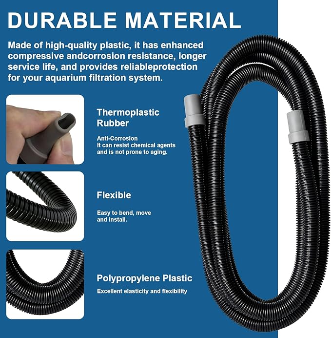 9.8Ft Ribbed Hose Fits Fluval Canister Filter 106 107 206 207 304 305 306 307 404 405 406 407, A20015 16.5MM Fish Tank Filter Tubing, Aquarium Canister Filter Hose
