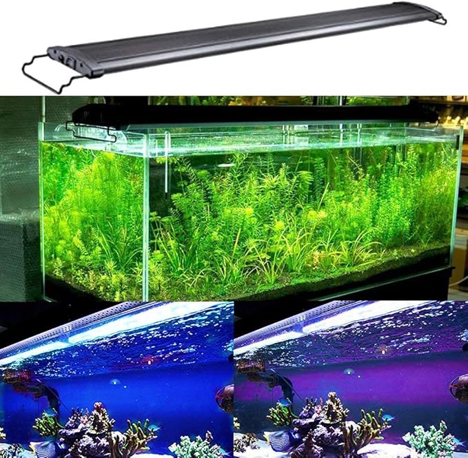 Aquarium Hood Lighting Fish Tank Light 48-60 inch Lamp for Freshwater Saltwater Marine Blue and White Decorations Light 120-150 cm