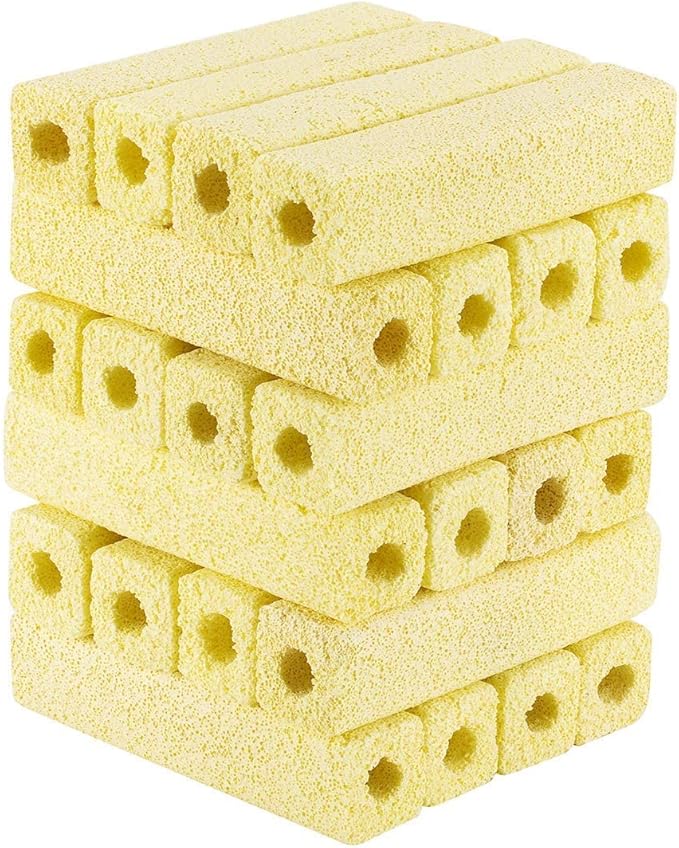 Wave Point 6.2-Inch Long Large Aquarium Filter Media, Ceramic Bio Media Blocks for Sump Tank Pond Fish Tank Media 7.9 LBs 40-Pack