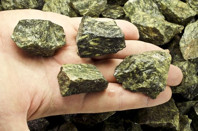 Fantasia Materials: 3 lbs Green Worm Rough Stones from India