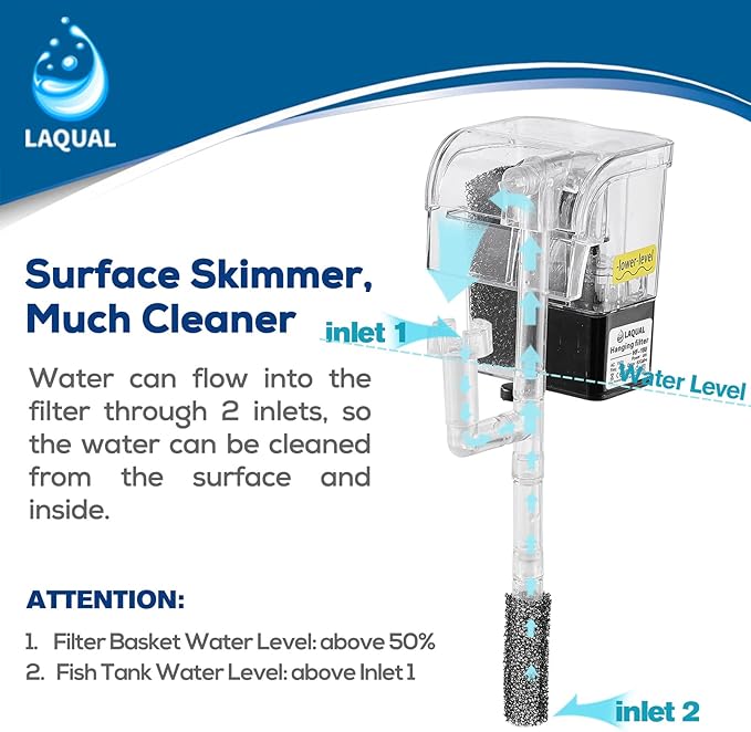LAQUAL 3 Gallon Ultra Clear Glass Fish Tank and 5 Gallon Aquarium Filter, Rimless Low Iron Aquarium for Betta/Nano/Goldfish/Snail/Shrimp