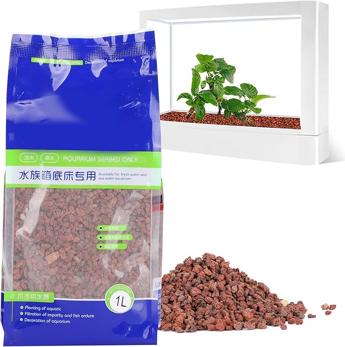 Aquarium Landscaping Gravel Volcanic Sand, Natural Porous Stone Pebbles 1L - Colorfast, Safe Water Purification, Ideal for Fish Tanks Decoration