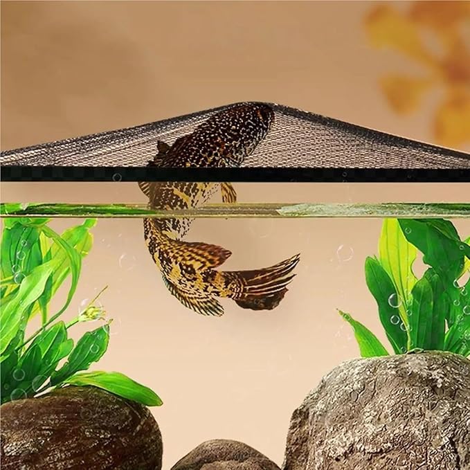 Mesh Screen Netting for Fish, DIY Magnetic Aquarium Lid Net Kit Multiple Sizes(20cmx15cm)