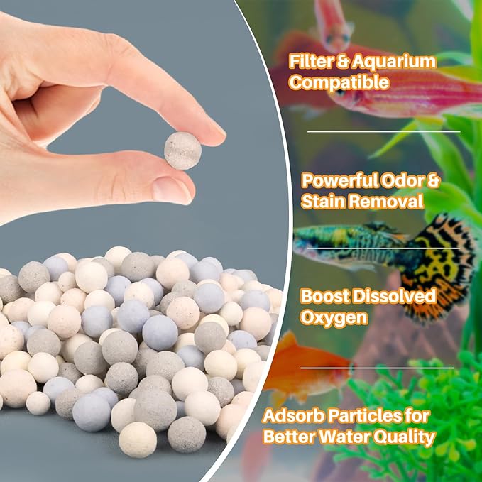 Sukh Bio Ceramic Media Balls - 2 Bags Advanced Biological Filter Media for Rapid Cycling,425g High-Density Nano-Tech Spheres for Aquarium, Sump, Koi Pond & Freshwater Filters