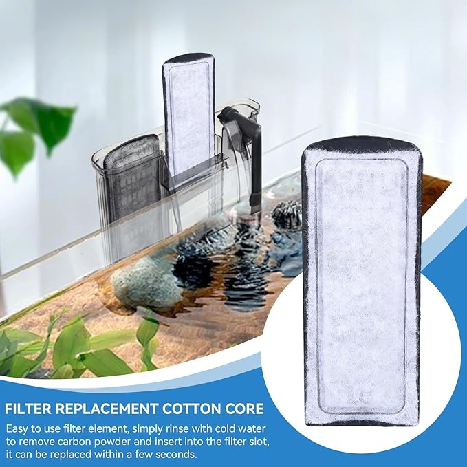 12PCS Fish Tank Filter Cartridge, 5.3 x 2.2in Aquarium Filter Cotton Replacement WallMounted Fish Tank Top Filter Cotton Accessory for Fish Tanks
