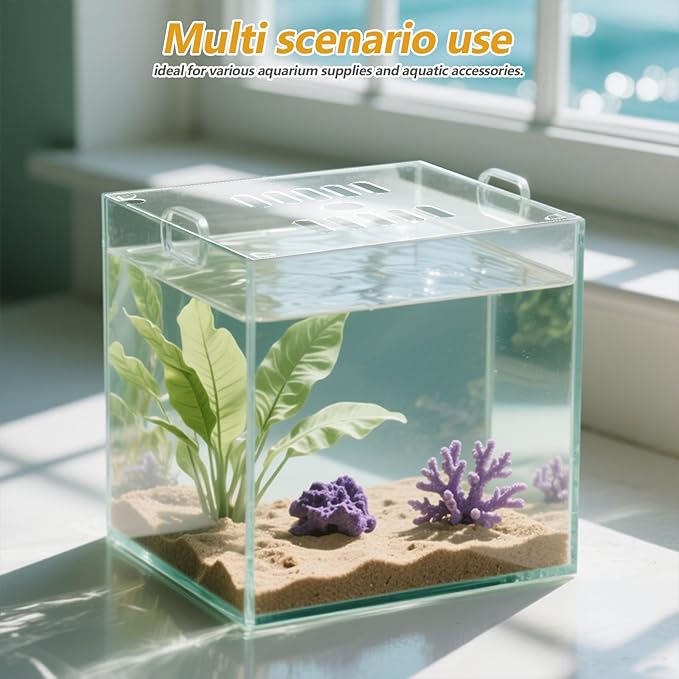 2pcs Aquarium Anti Jumping Lid - 5.91"/15cm Acrylic Square Cover with Hole to Prevent Fish Reptiles Shrimp Turtles from Out of The Tank