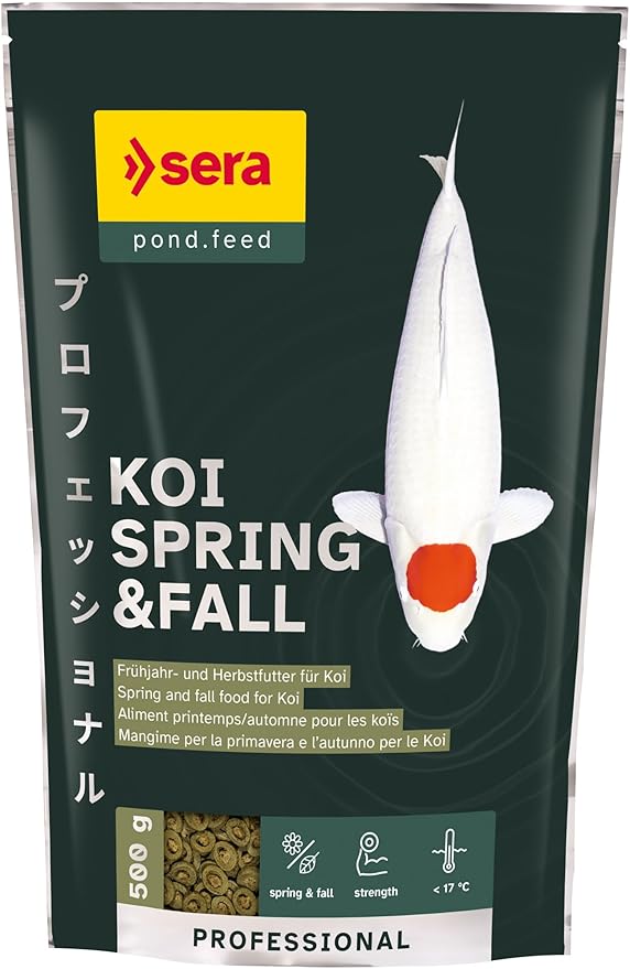 Sera Koi Professional Color Spring & Fall 500 g | Easily digestible koi Fish Food for Ponds | Premium Floating pellets with Vitamin C & Omega acids | Seasonal Fish Food for Freshwater Ponds