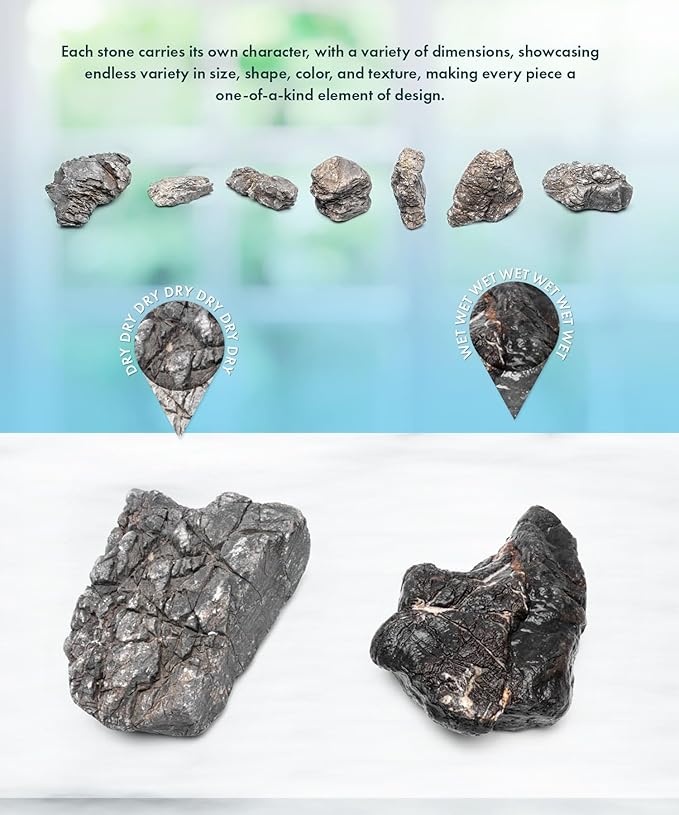 SubstrateSource Natural Aquarium Stones - Neutral Gray with Cream & Brown Accents, Weathered Layered Aquascaping Rocks for Canyon Builds, Betta Fish Tank, Cichlids & Reptile Enclosure - Rhino, 30 LB