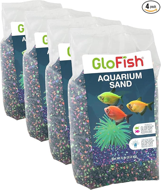 GloFish Aquarium Sand 5 Pounds, Black with Highlights, Complements Tanks and Décor, (AQ-78485) (Pack of 4)