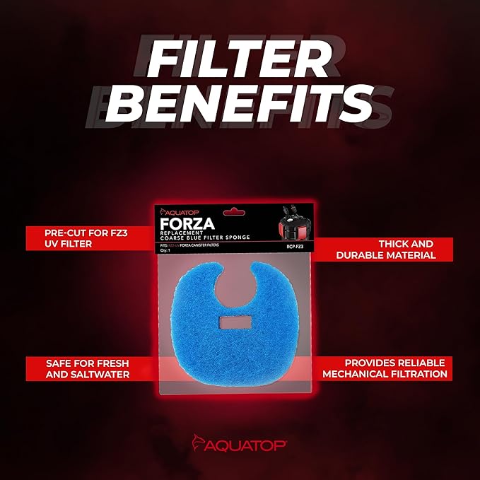 Aquatop RCP-FZ3 Coarse Blue Filter Sponge – Fits FZ3 Canister Filters – Enhanced Filtration – Traps Large Dirt – Easy to Install