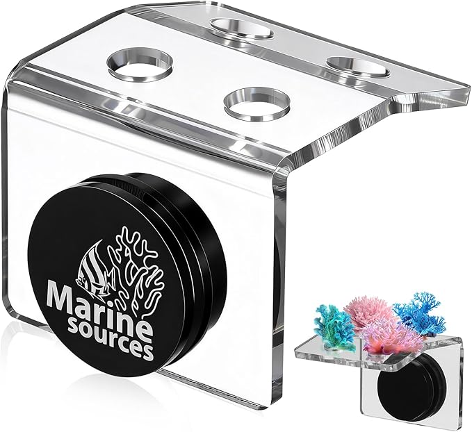 Balacoo Magnetic Coral Frag Holder, 4 Holes Acrylic Aquarium Coral Frag Rack with Strong Magnetic Suction Cup for Fish Tank Aquarium Plant Holder