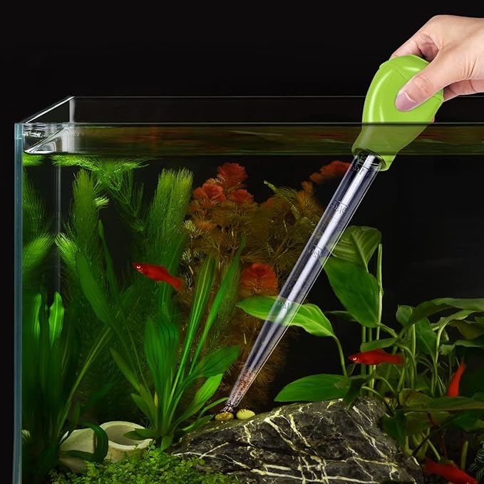 WEAVERBIRD Manual Fish Tank Water Changer Aquarium Dropper, 30ml Aquarium Clean Pipette Dropper, Fish Tank Cleaning Waste Remover, Aquarium Gravel Cleaning Straw, Green
