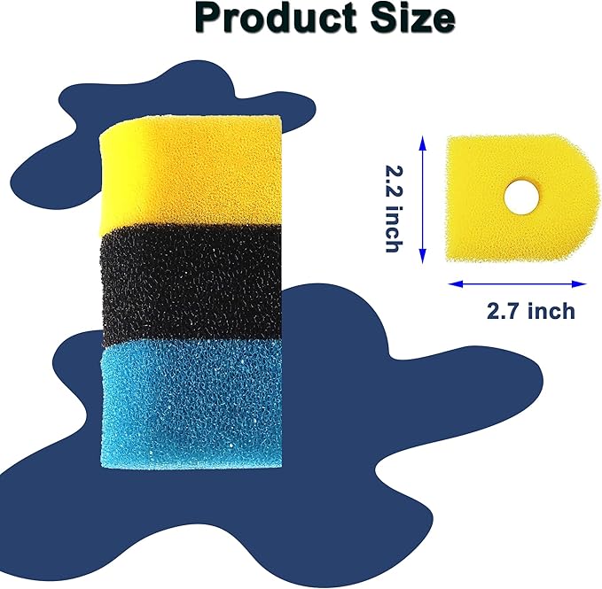Aquarium Filter Replacement Sponge, Fish Tank Filter Replacement Parts, 3-Stage in-Tank Filter 130GPH 10-40 Gallon Fish Tanks (3 Coarse Sponge, 3 Black Sponge, 3 Fine Sponge)