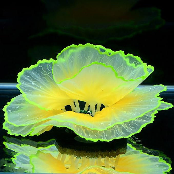 Aquarium Coral Ornament Glowing Effect Coral Decor Resin Fish Tank Plants Decoration for Aquarium Tank Landscape(Yellow)