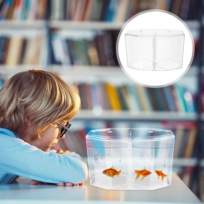 Mipcase Acrylic Betta Fish Tank Isolation Box 8-Inch Divided Breeding Tank for Betta Fish with Transparent Design Small Aquarium for Spawning and Incubation