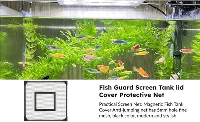 Mesh Screen Netting for Fish, DIY Self Assembly Magnetic Mesh Aquarium Lid Multiple Sizes(80x40cm)