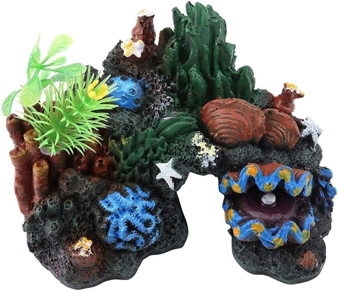 Aquarium CoralCave Decor Colorful Artificial Resin Cave Marine Fish Ornament Mountain View Landscape