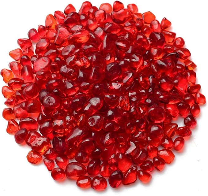 WAYBER Glass Stones, 1Lb/460g Irregular Sea Glass Pebbles Non-Toxic Artificial Crystal Stones for Vase Filler/Table Scatter/Aquarium Decoration/Handcraft Making/Jewelry Display, Red