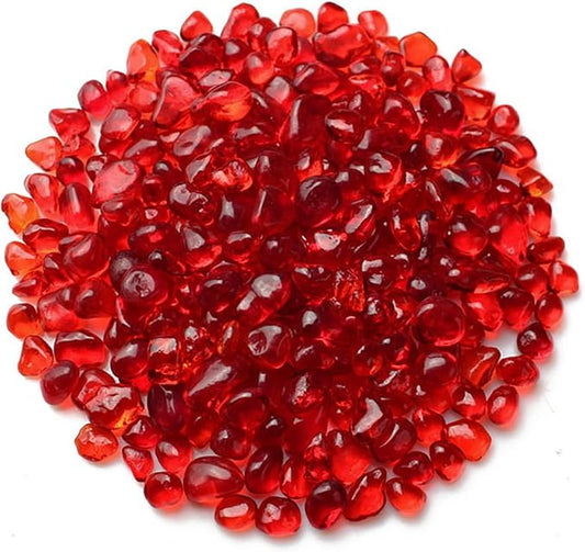 WAYBER Glass Stones, 1Lb/460g Irregular Sea Glass Pebbles Non-Toxic Artificial Crystal Stones for Vase Filler/Table Scatter/Aquarium Decoration/Handcraft Making/Jewelry Display, Red