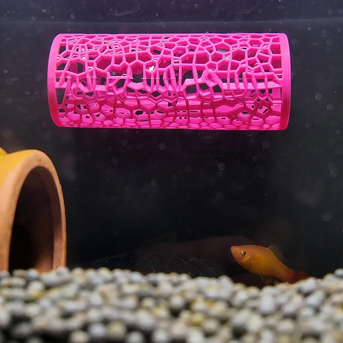 Plastic Aquarium Hideaway Cave with Flow-Through Design - Decorative Tunnel for Betta Fish, Guppies & Shrimp with Secure Suction Cup