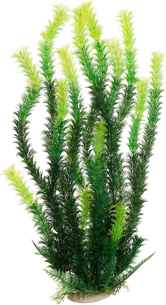 17" Plastic Water Plant for Aquarium Fish Tank Ornament, Rhodo Green