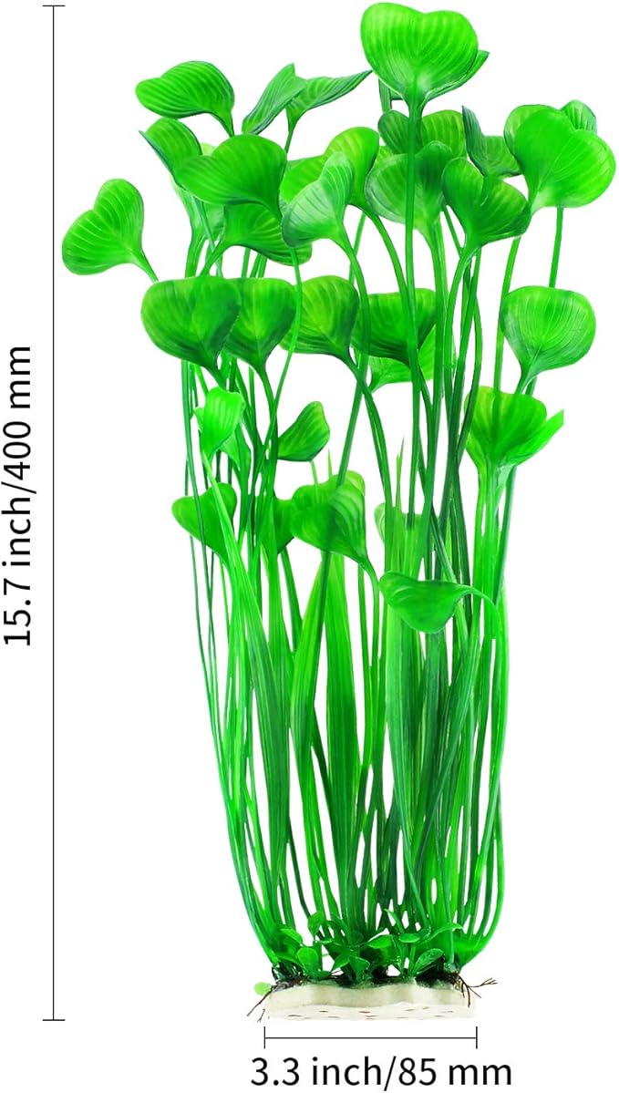 MyLifeUNIT Artificial Aquarium Plants, Tall Plastic Fish Tank Plants for Aquarium Decor (Green), 2-Pack 15.75-Inch & 21-Inch