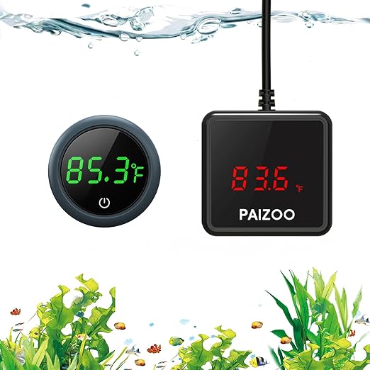 PAIZOO Fish Tank Digital Thermometer Accurate LED Display to ±0.9°F Tank Thermometer Aquarium Temperature Measurement Suitable for Fish, Axolotl, Turtle or Aquatic