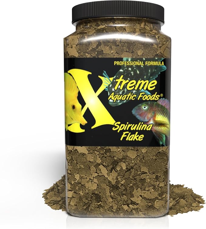 Xtreme Spirulina Flakes - Balanced Herbivorous Diet for Tropical and Marine Fish, Enhanced Health, Vibrant Colors - USA Farm Grown - Ideal for Cichlids, Barbs, Tetras and Guppies (16oz)