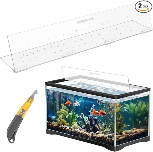Sieral Aquarium Polycarbonate Canopy Set 29 x 11.38 x 0.12 Inch for 20/29/37 Gallon Without Center Brace Aquariums Cover Fish Tank Lid with a Hook Knife, Breathable Hole, Handle Clear