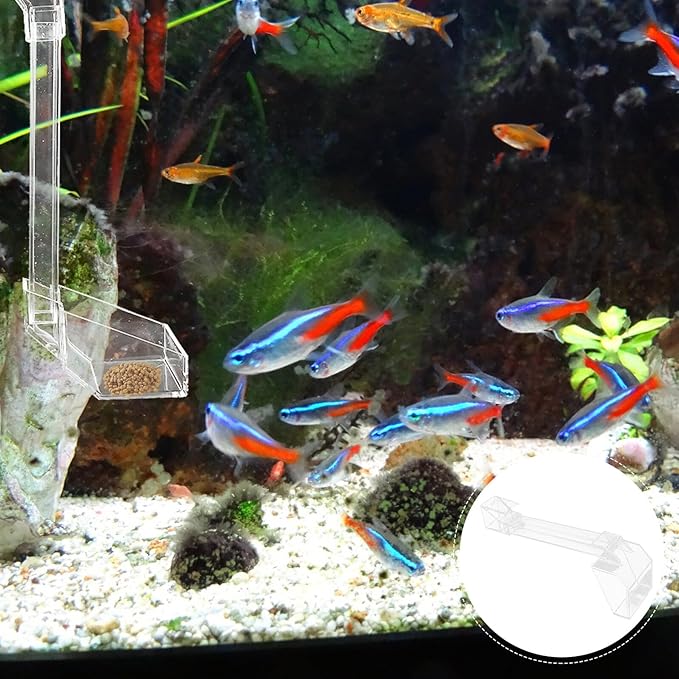 HEMOTON Shrimp Tank Feeder with Feeding Dish and Acrylic Feed Tube, 21cm Aquarium Fish Feeder for Automatic Feeding in Shrimp and Aquarium Tanks