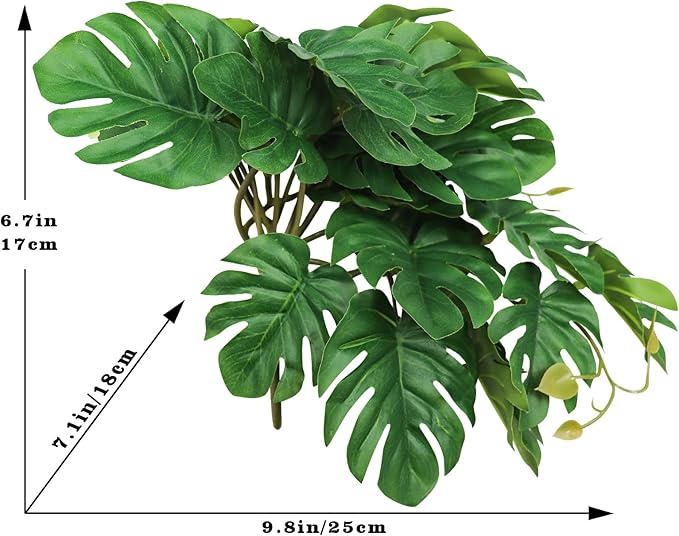 Hermit Crab Climbing Toy, Reptile Plants for Aquarium, Hanging Plastic Simulated Turtle Leaf Plant with Suction Cup, Reptile Tank Habitat Decor Accessories for Lizards Geckos Bearded Dragons Snake