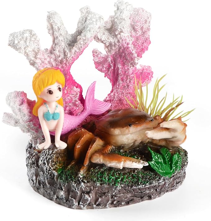Saim Resin Corals, Aquarium Bubbler Decorations Cute Coral & Crab Fish Tank Decoration, Aquarium Micro Ocean Landscape Ornament Resin Corals for Aquarium Fish Tank Decor Fish Toy